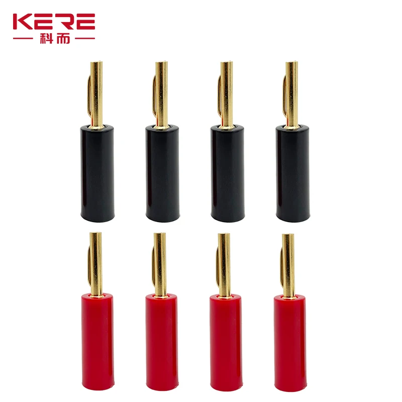 

KERE 4Pair/8Pcs Red and Black New 4mmNeedle Type Plugs Pure Copper Gold Plated Musical Speaker Pin Banana Plug Connectors