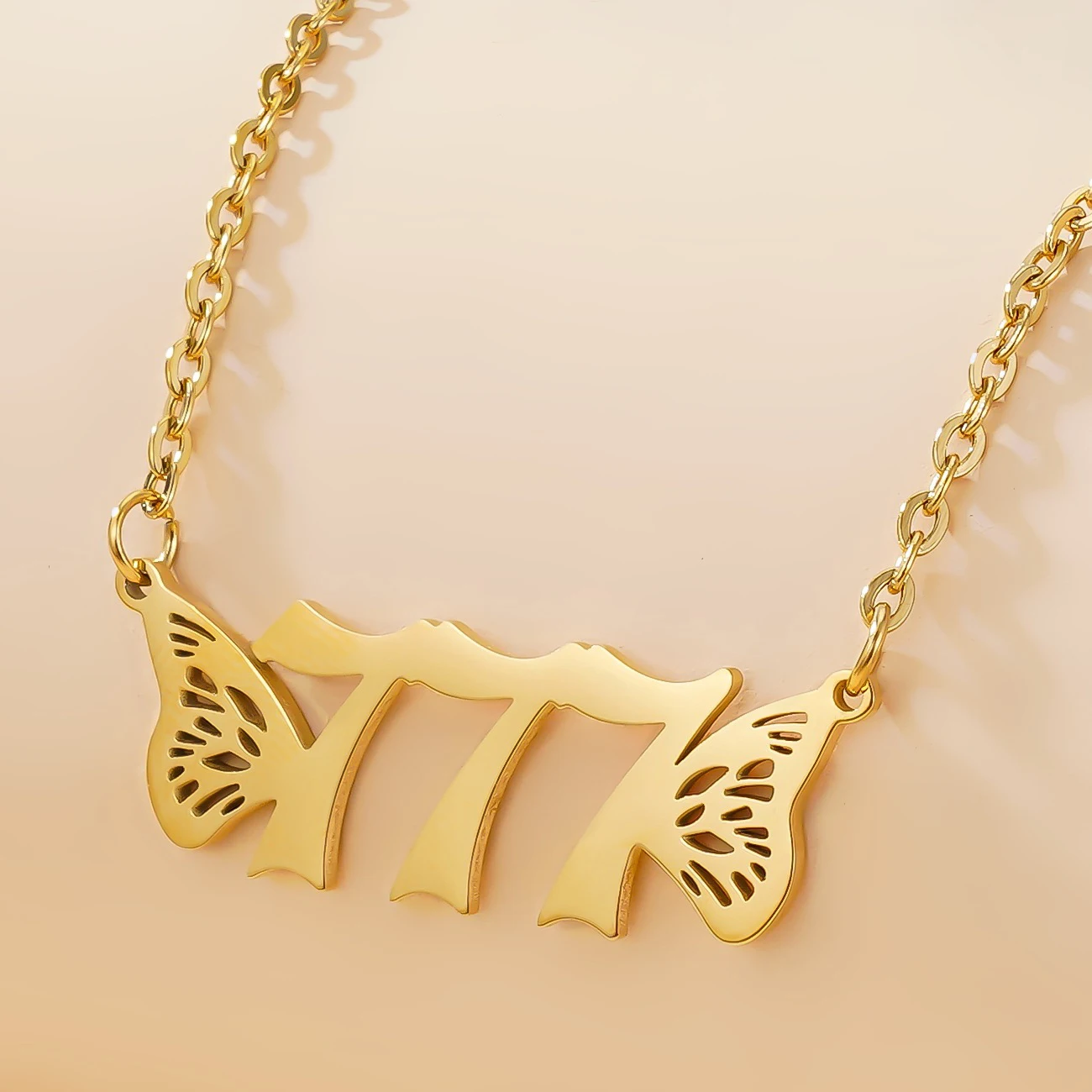 

WG Lucky Angel Number Pendant Necklace 000-999 Butterfly Wings Angel Number Charm Neckalce For Women Numerology Jewelry