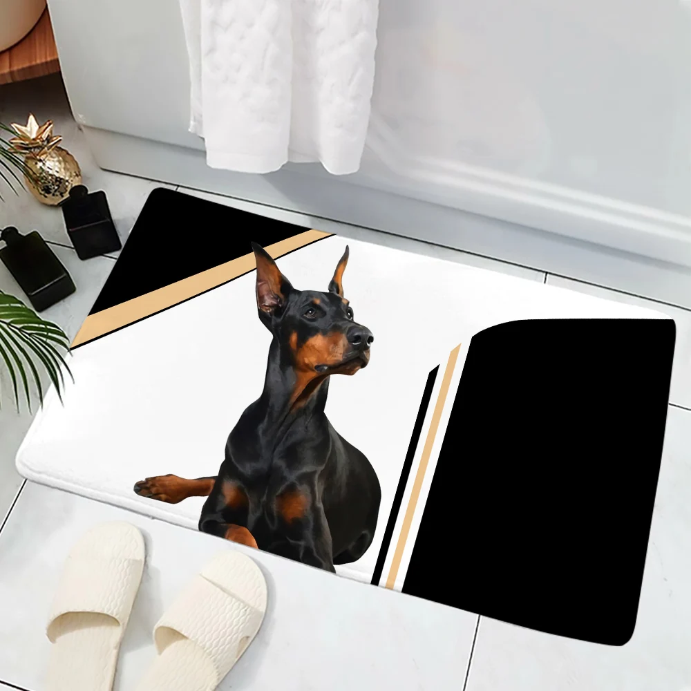 

Напольный коврик HX Doberman, модный фланелевый комнатный коврик с 3D рисунком животных, собак, ковры, нескользящий коврик для ванной, кухонный коврик