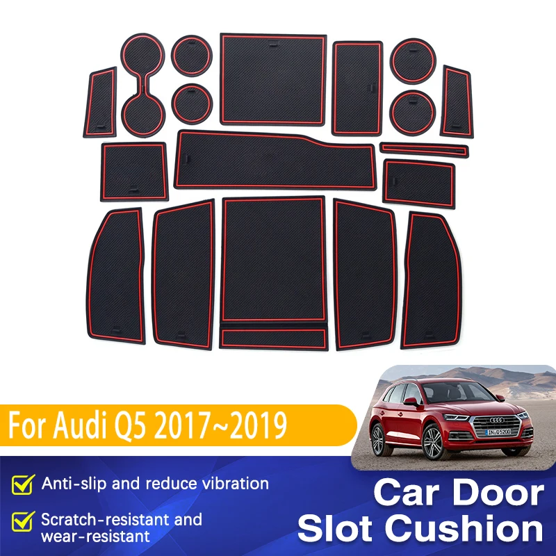 

Car Non-Slip Slot Hole Mat For Audi Q5 80A SQ5 FY 2017 2018 2019 Auto Gate Slot Cup Mtas Cushion Rubber Pads Car Accessories