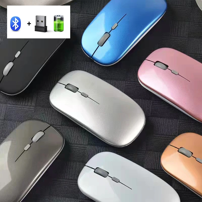 

Raton Bluetooth Rechargeable Wireless Mouse 2.4GHz USB Adapter Dual Mode for Laptop Computer Home Office Desktop Ergonomic Mice