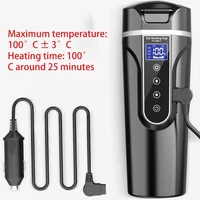 12v 24v portable car heating cup stainless steel water warmer bottle car kettle coffee mug lcd display temperature dropshipping