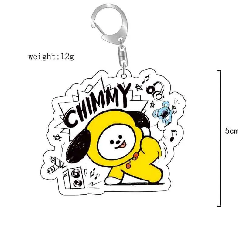 Фото Акриловый брелок BT21 с аниме-персонажами, милый, в стиле BTS, для мальчиков и девочек, подвеска на рюкзак, фанатская атрибутика, подарок, оптом. №3