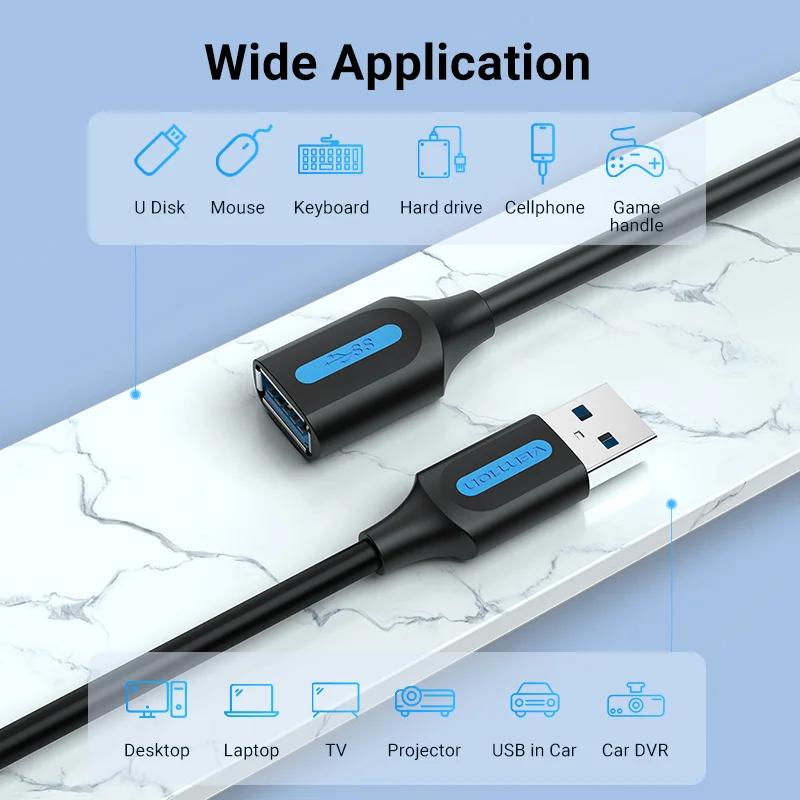 

USB 3.0 Extension Cable 0.5/1/1.5/2/ USB 3.0 2.0 Wire Data Transmission Line Fast Speed Data Extension Cable for PC TV