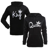 casual female hooded pullover sweatshirt king queen hoodie couple oversized sweatshirt women clothing fashion letter