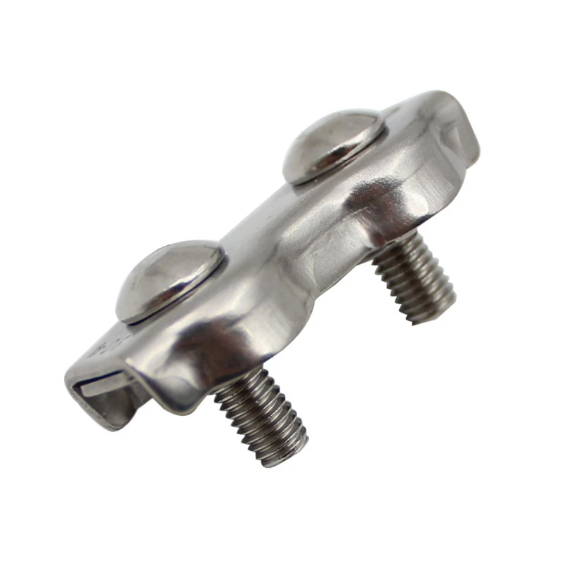 

304 Stainless Wire Rope Buckle Clips Cable Clamp Double Grips Fastener Hardware D0UC