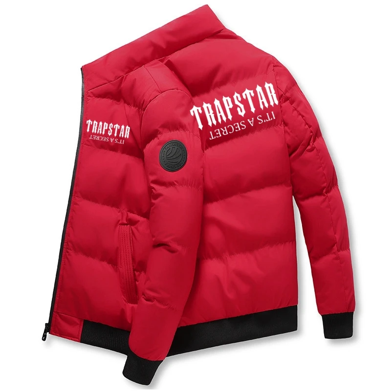 2022 TRAPSTAR Channel Autumn Winter Men's Ethnic Zip-Up Jacket Casual Bomber Jacket Scarf Collar Fashion Slim Coat