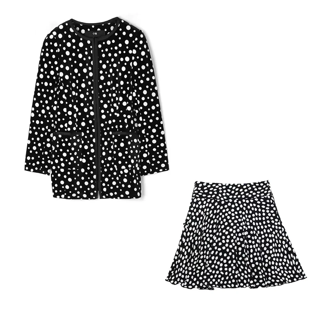 

MS Polka Dot Printed Jacket Skirt Set#wfms5475