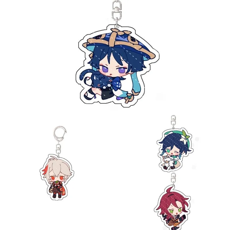 

Game Genshin Impact Figure Venti Cosplay Key Rings Acrylic Cute Scaramouche Xiao Keychain Bags Pendant For Woman Anime Gift