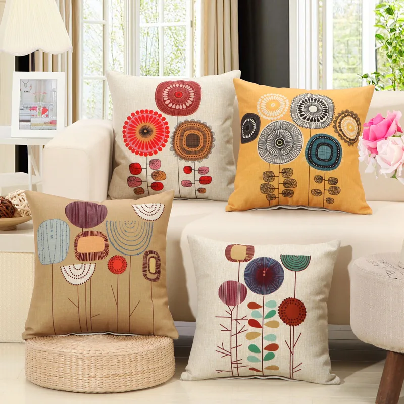 

Cotton Linen Floral Pillowcase Sofa Cushion Cover 45x45 Nordic Decorative Throw Pillows Sofa Cushions Home Decor Pillowcover