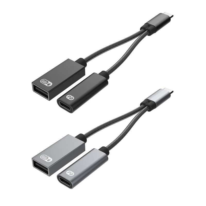 

2-in-1 Charger Cable Adapter Type-C Data Converter PD Fast Charging Port