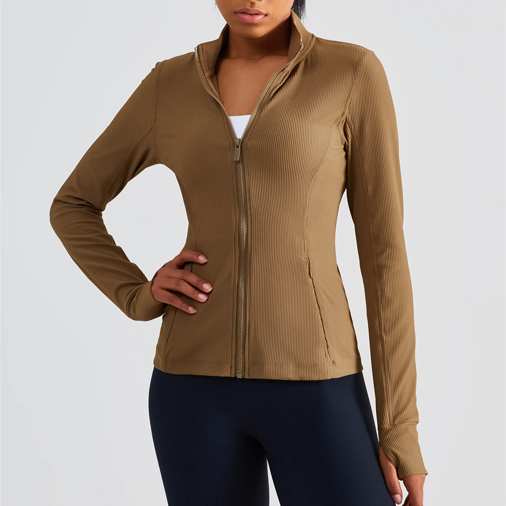 Vnazvnasi Women Sport Jacket Zipper Yoga Coat Sports Shirts Running Hoodies Thumb Hole Sportwear Women Tights Jacket Workout Top