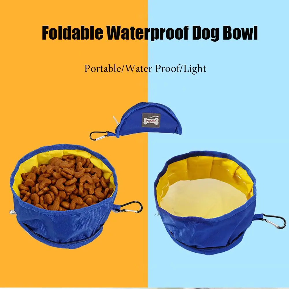 

Portable Park Hiking Collapsible Drinking Feeding Bowl Feeding Bag Oxford Cloth Outdoor Pet Bowl