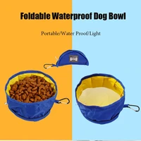 portable park hiking collapsible drinking feeding bowl feeding bag oxford cloth outdoor pet bowl
