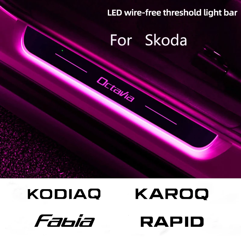 

Car Acrylic LED Welcome Pedal Plate Door Sill Pathway Light For Skoda Octavia Fabia Rapid Superb Kodiaq Scala Karoq Citigo Kamiq