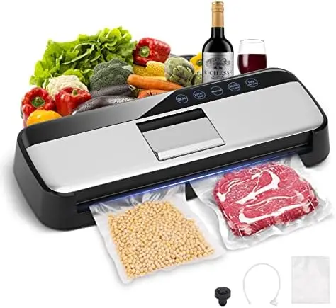 

Vacuum Sealer, One-Touch Automatic Food Vacuum Sealer, Air Sealing System for Food Storage & Sous Vide, Food Saver Vacuum Se Foo