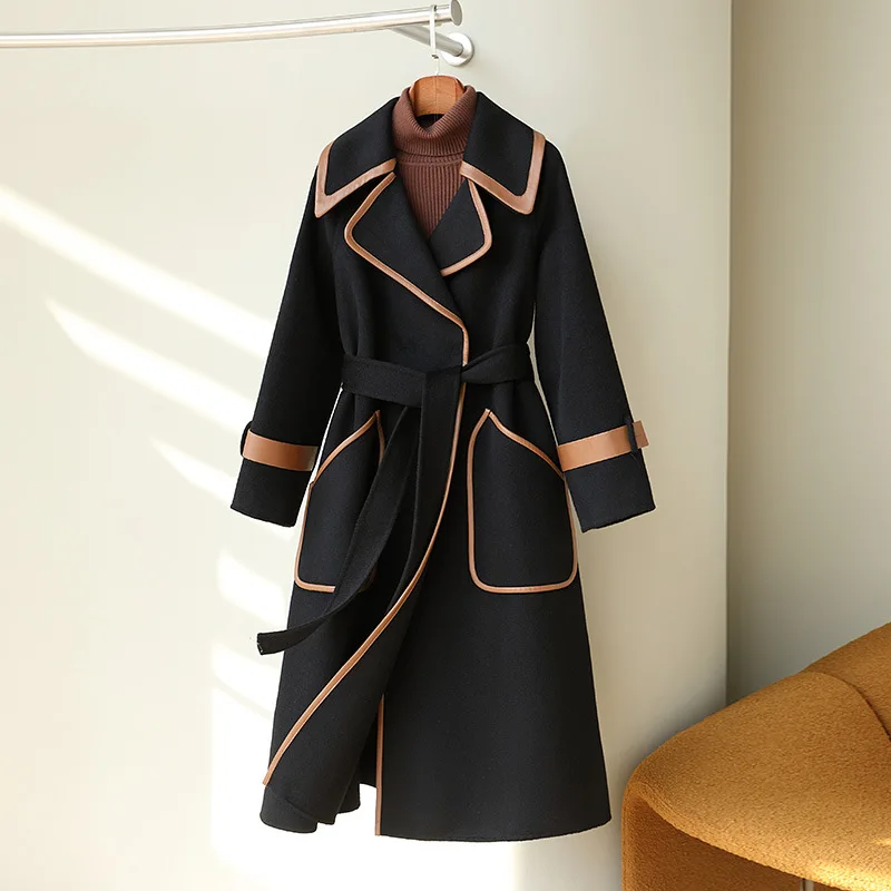 

2023 Autumn/Winter Zero Cashmere Coat Double sided Wool Coat Female Long Fashion Korean Wool Coat Female