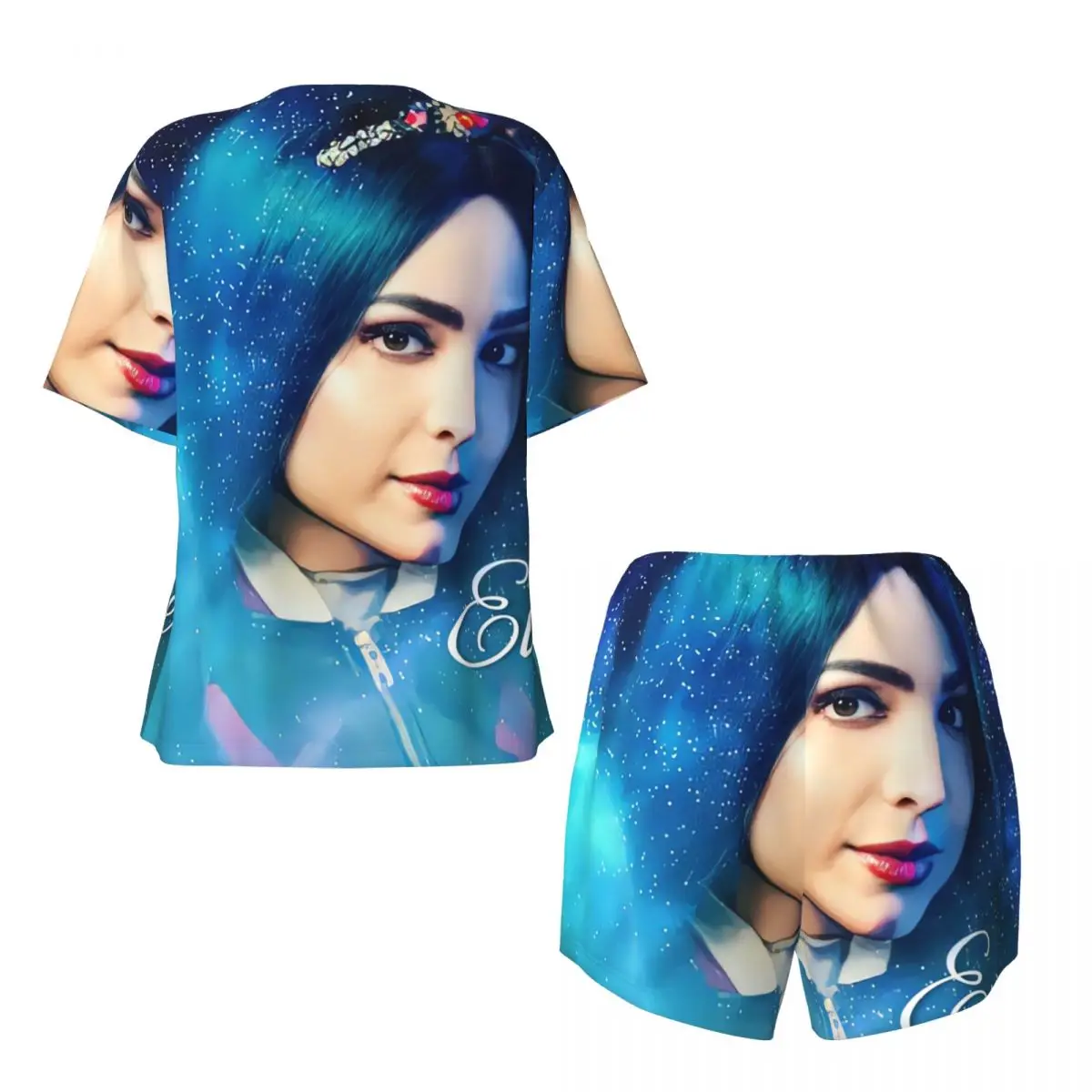 Пижамный комплект голубой принцессы Evie с принтом на заказ женская одежда для сна