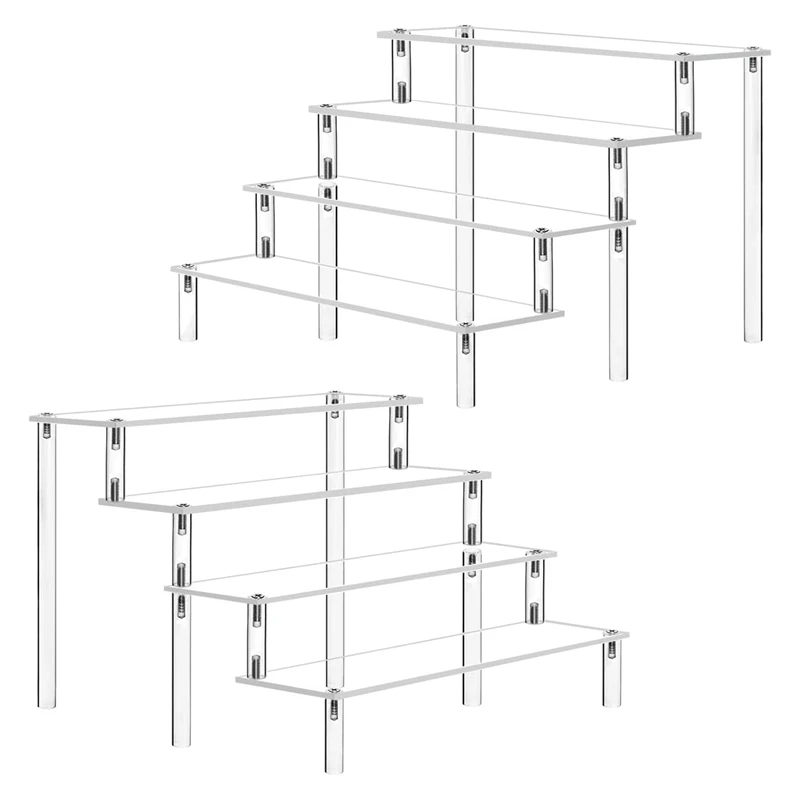 

Акриловая подставка для витрин, прозрачная 4-уровневая подставка для кексов, подставка для ароматических напитков, Настольная декоративная подставка и органайзер (2 упаковки)