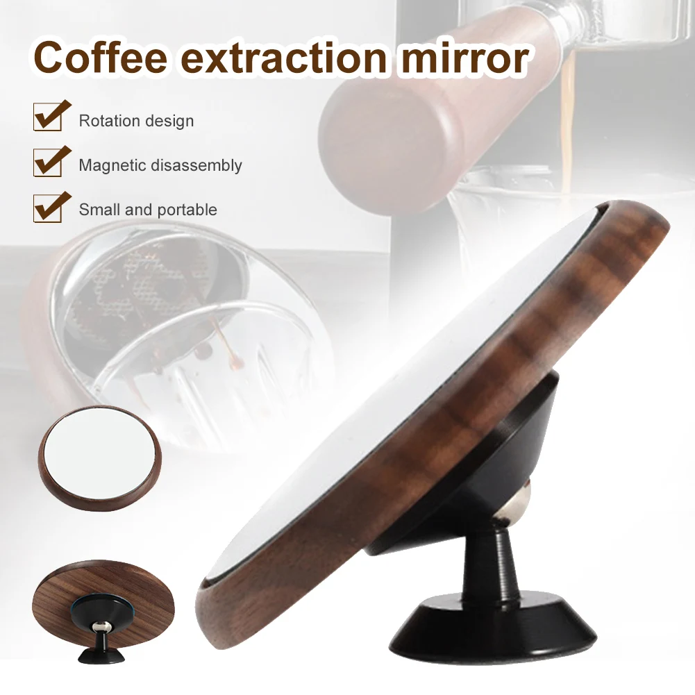 

Coffee Extraction Mirror Wooden Coffee Machine Bottomless Handle 360° Rotation Visual Extraction Mirror Coffee Appliance