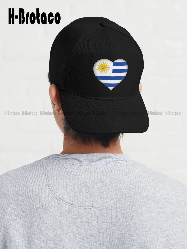 

Бейсбольная кепка с изображением сердца и флага-I Love Uruguay, головные уборы для мужчин, для охоты, кемпинга, туризма, рыбалки, кепка, настраиваем...