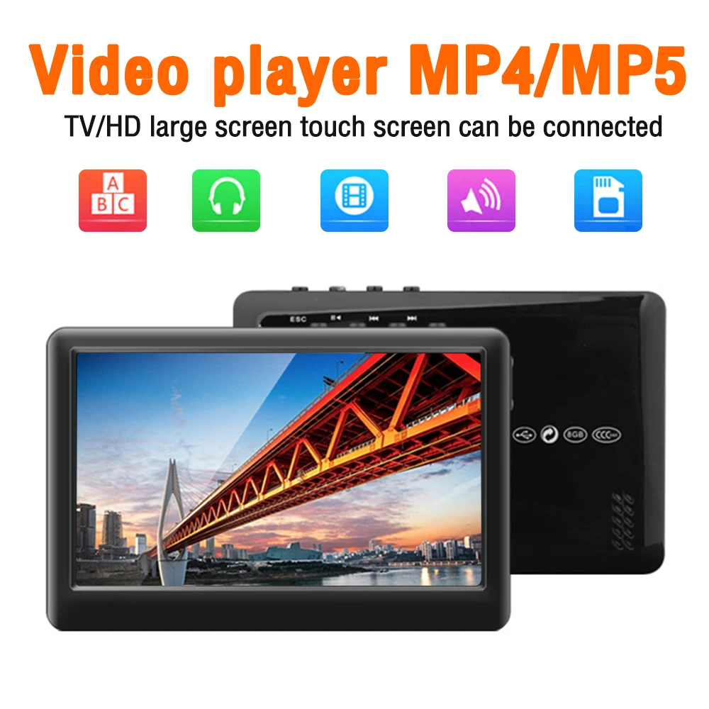 

4.3 Inch Touch Screen MP3 MP5 Player Digital Recording Calendar Time MP4 Player Built-in HD Mic Audio Video Player Walkman