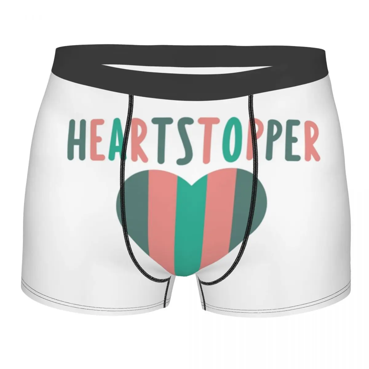 

Men Heartstopper Rainbow Heart Underwear Sexy Boxer Briefs Shorts Panties Homme Breathable Underpants Plus Size