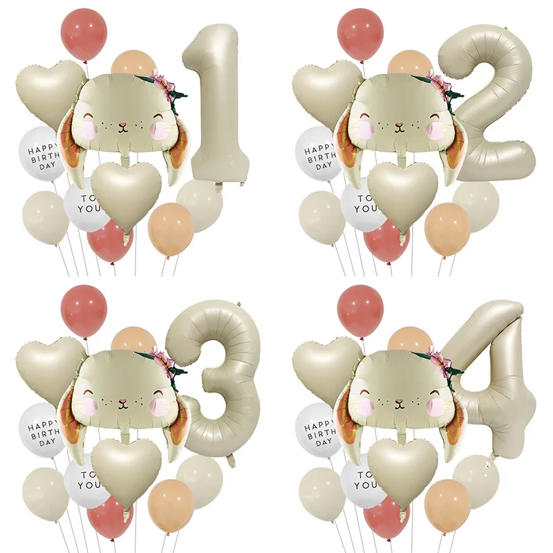 

11pcs/set Long Eared Rabbit Balloon 40inch Cream Number Balloon Bunny Ballon Baby Shower Kids Happy Birthday Party Decorations