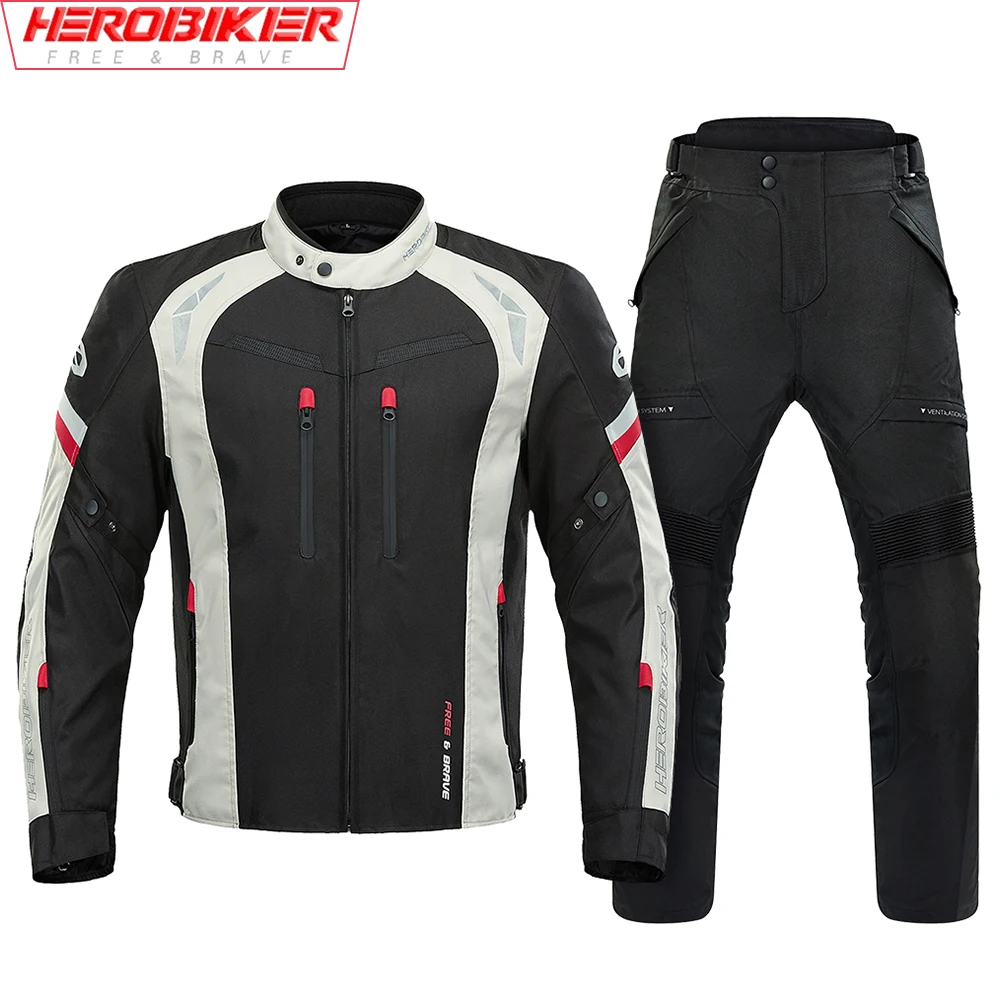 

Мотоциклетная куртка HEROBIKER, Мужская водонепроницаемая Всесезонная износостойкая мотоциклетная куртка, светоотражающая летняя дышащая зим...
