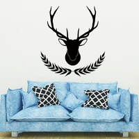 new animal deer head wheat ears wall sticker home decor bedroom living room tv sofa wall poster diy carved removable art mural