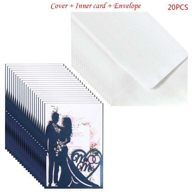 20штсет CUT MR & MRS Wedding Invitation Card Card Card Brida (art.: 3920d1bf98543) - 3920d1bf98543