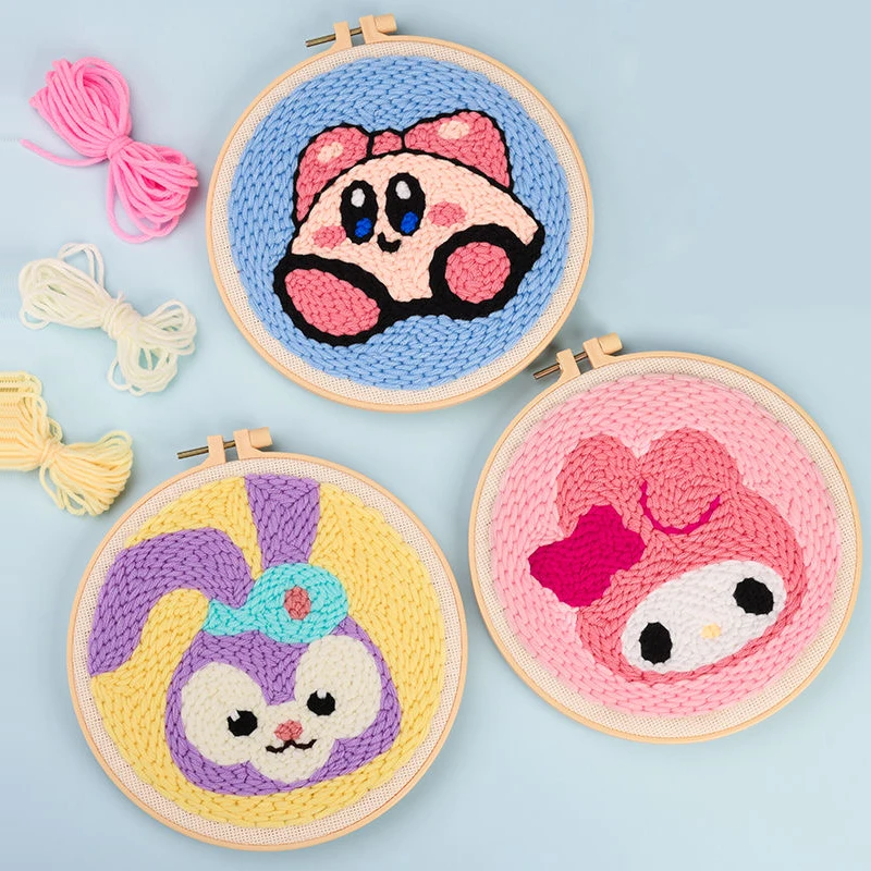 Kit With Yarn For Beginners Craft Embroidery Diy Needlework 