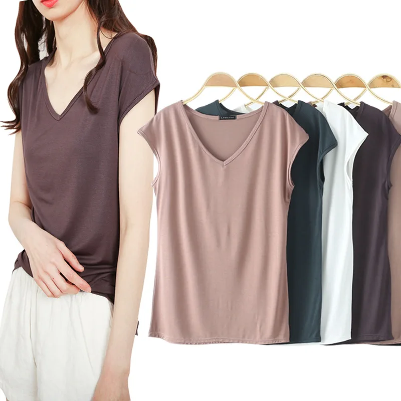 

The New V-Neck Short-Sleeved Bottoming Shirt Comfortable Light T-Shirt