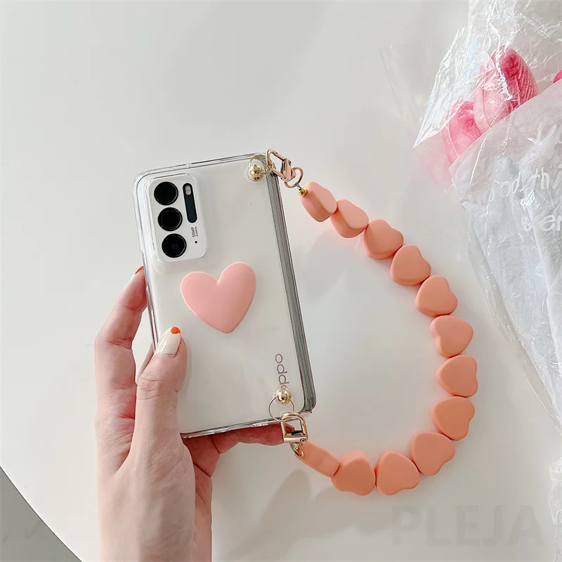 3D Браслет с милым сердцем веревочный чехол для телефона OPPO Find N Складная крышка