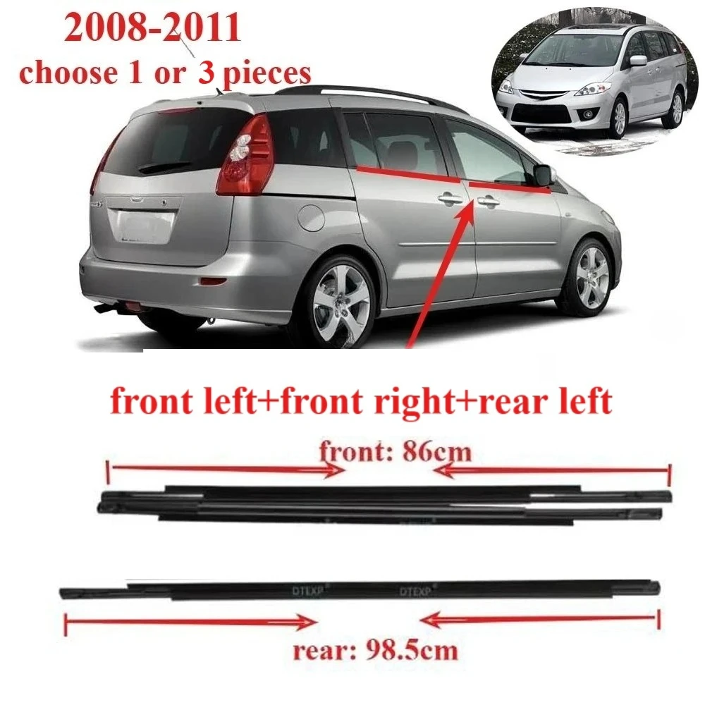 Фото 1 или 3 шт. резиновая защита наружных окон для Mazda 5 2008-2011, черная резиновая полоса для Mazda 5 C235-50-670C №1
