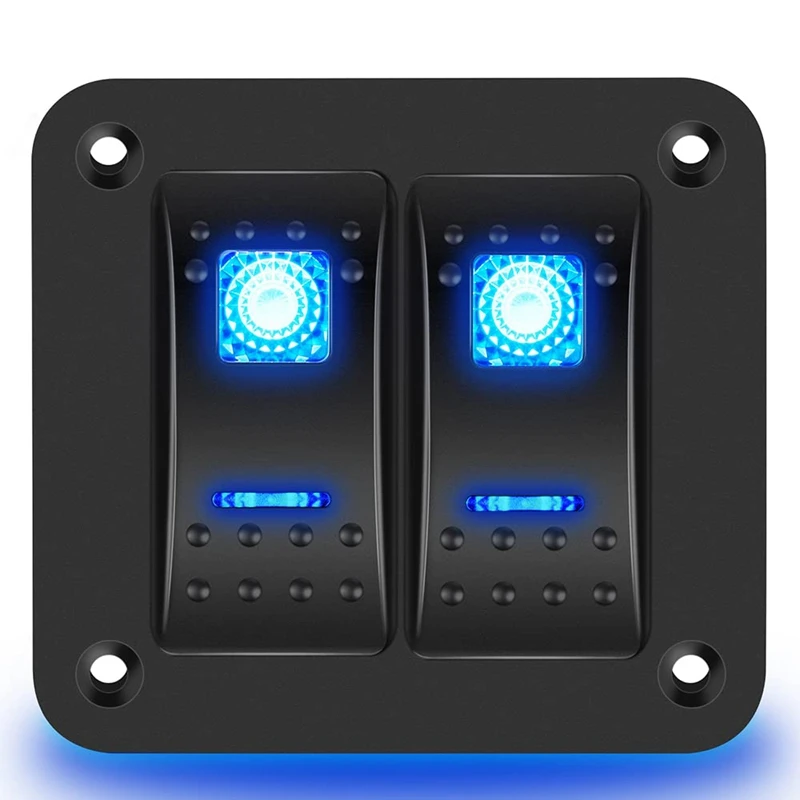 

2 Gang Rocker Switch Panel 5Pin On Off Pre-Wired Rocker Switch Waterproof Switche Panel For Car Marine ATV Trailer
