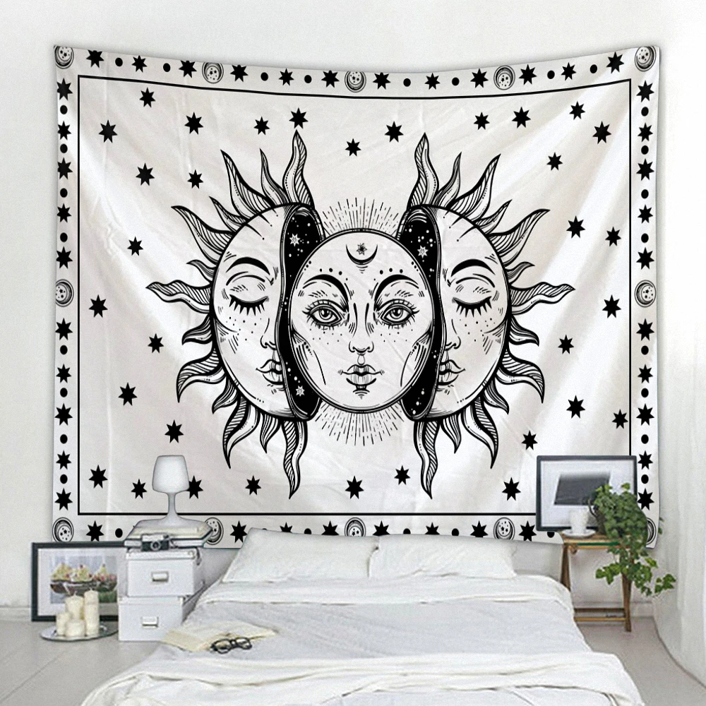 

Beautiful psychedelic face printing big wall mounted cheap hippie Banner Flag bohemian wall tapestry mandala wall art decor a1