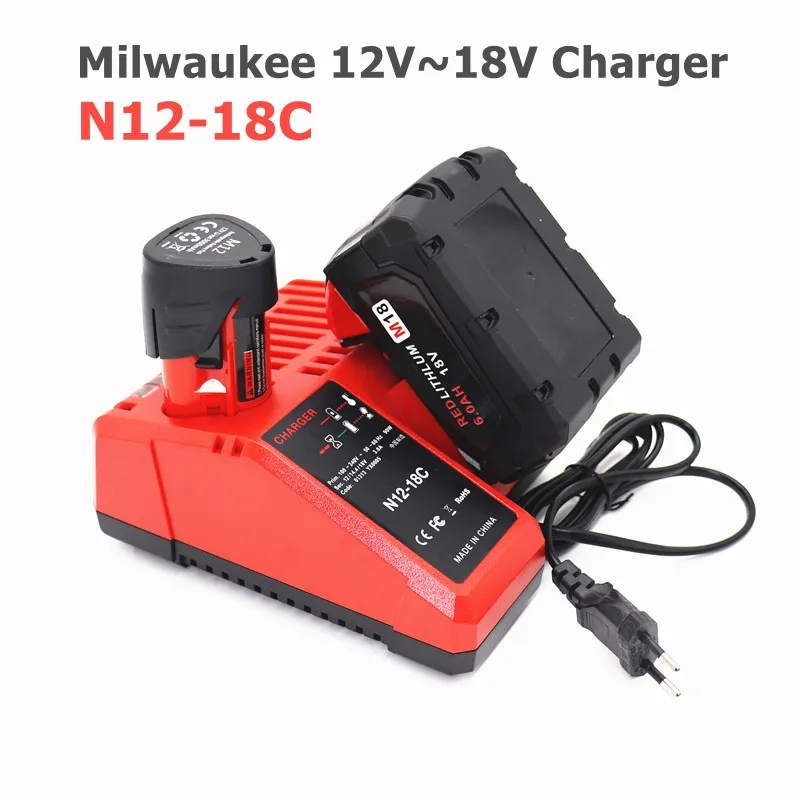 

M12-18C зарядное устройство для литий-ионных батарей подходит для Milwaukee 12V 14,4 V 18V C1418C 48-11-1815/1828/1840 литиевых батарей