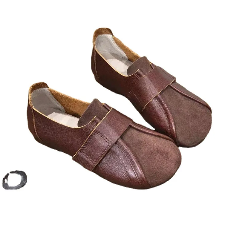 

Round Toe Velcro Leather Women's Shoes