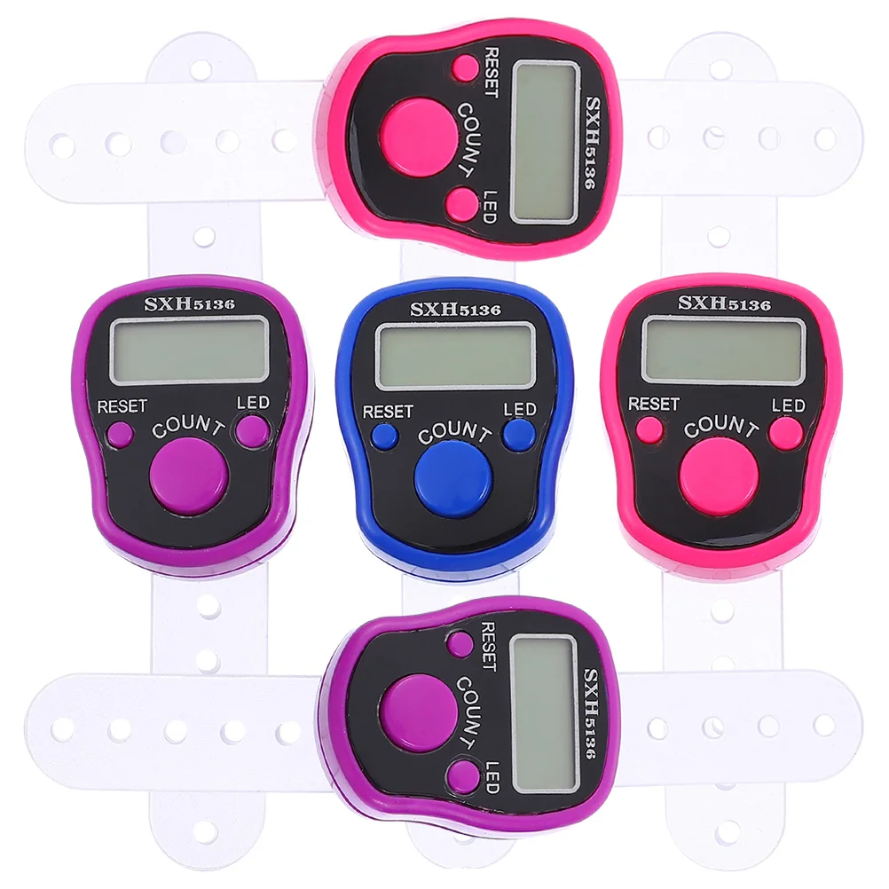 

5 шт. ручной счетчик, счетчик маленьких пальцев, счетчик с подсветкой для рук (смешанные цвета)