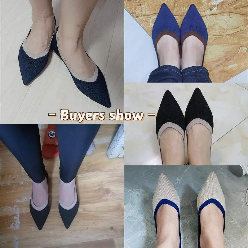Chic and elegant women loafers high quality v neck mesh flats low heels pointed toe pumps designer ladies office shoes