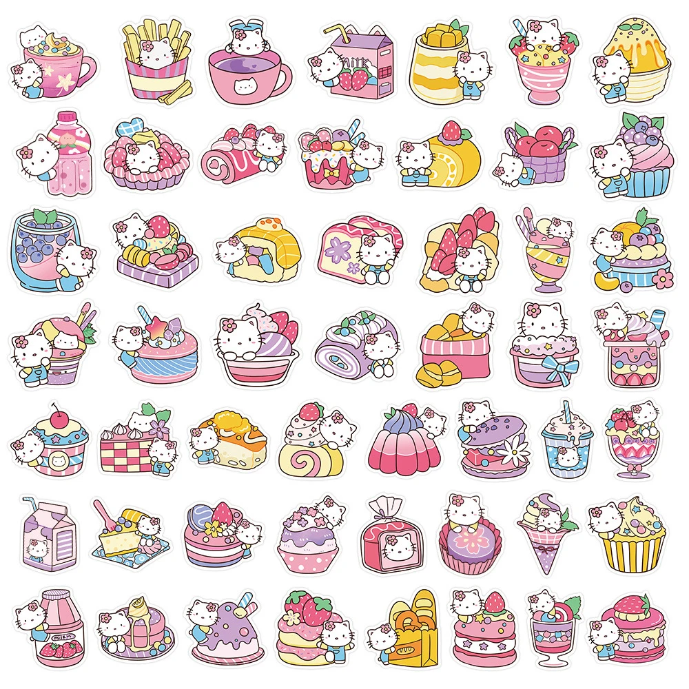 10/30/50/100 шт. милая забавная еда Hello Kitty наклейки на торт Кавайный мультфильм Санрио