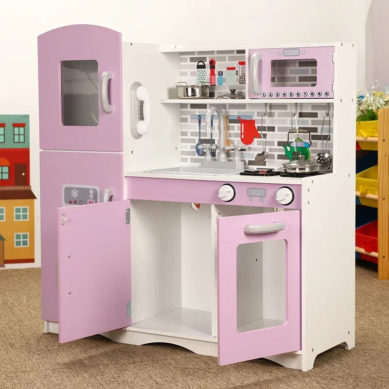 Большой размер имитация деревянной кухни кулинария игровая игрушка холодильник