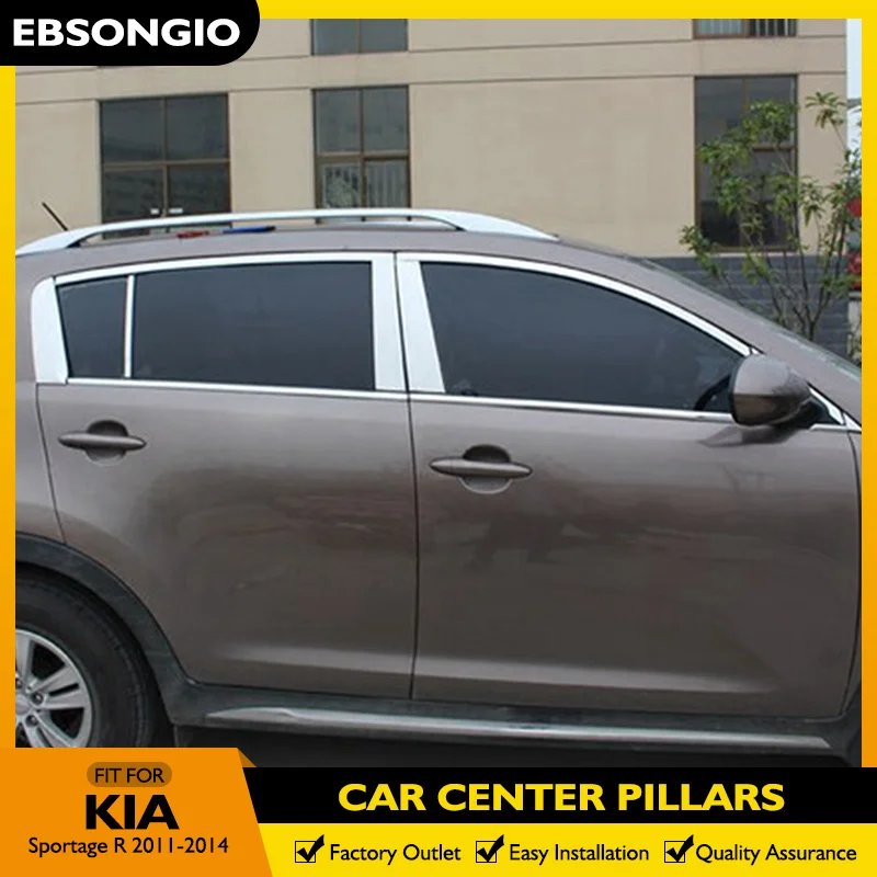 

6Pcs/set Car Styling Stainless Steel Center Pillar B+C Window Trims Decoration For Kia Sportage R 2011 2012 2013 2014