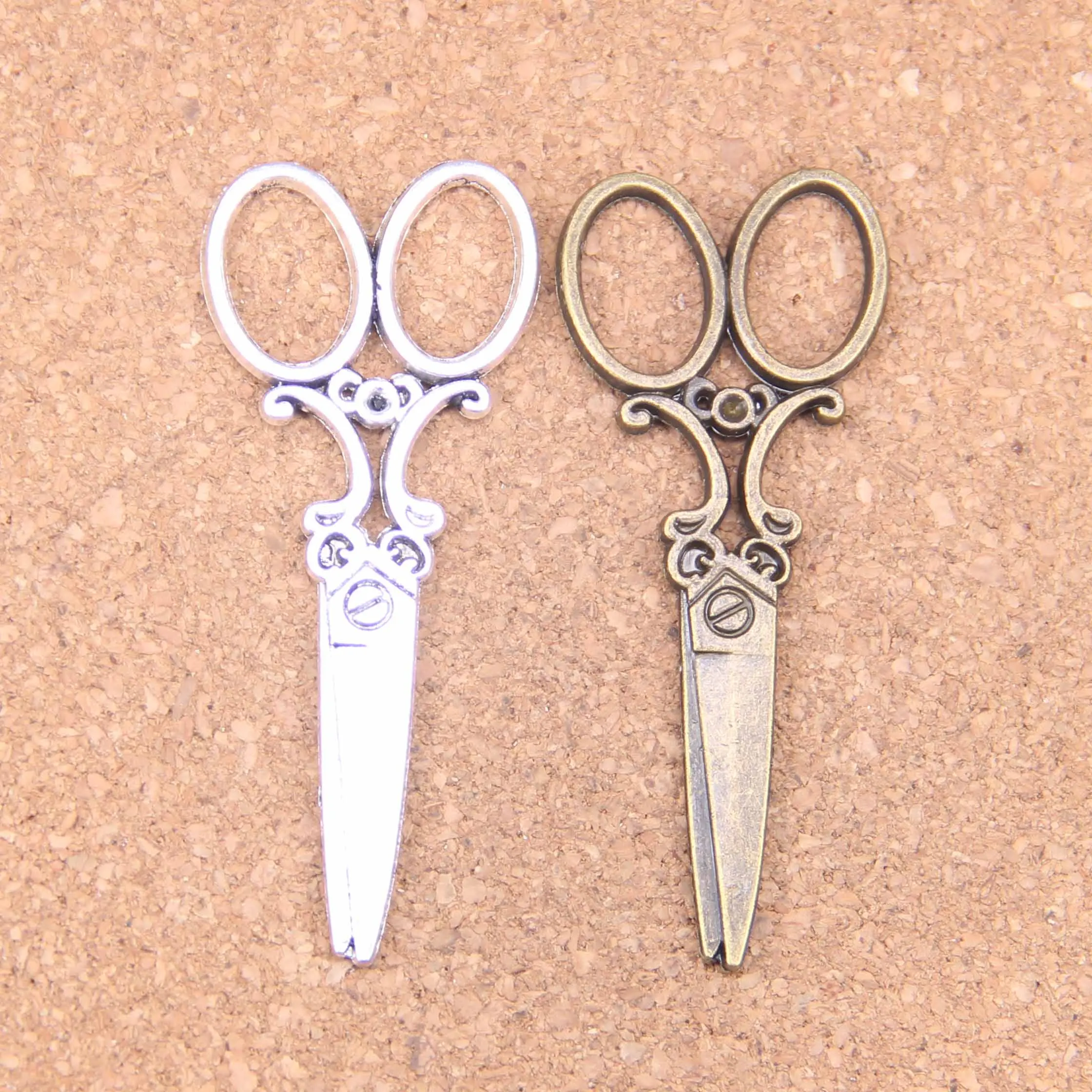 

28pcs Charms sewing scissors 61x25mm Antique Pendants,Vintage Silver Bronze Jewelry,DIY for bracelet necklace