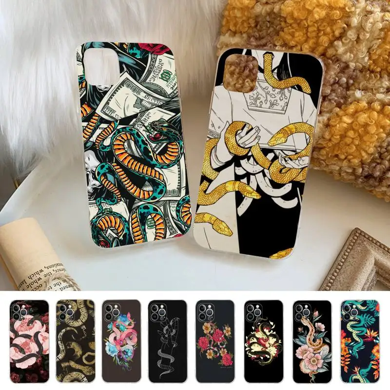 

Flower Snake Art Phone Case Silicone Soft for iphone 14 13 12 11 Pro Mini XS MAX 8 7 6 Plus X XS XR Cover