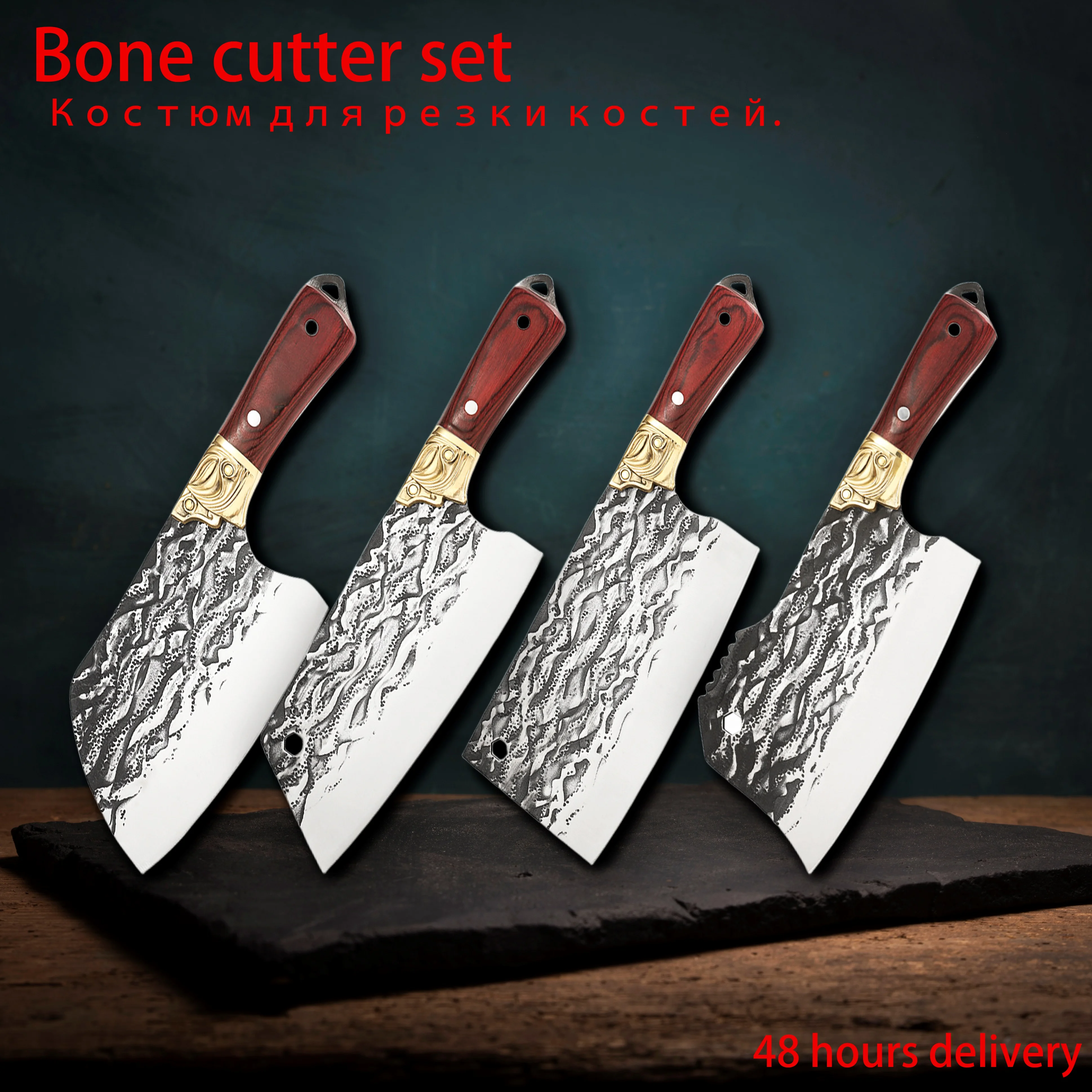 

Butcher Knives Set Handmade Knife High-carbon Clad Steel Super Butcher Cutting Nakiri Knife With Wenge Wooden For Kitchen Chef