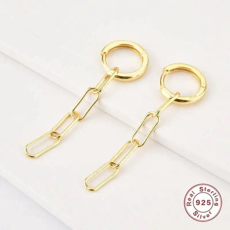 

8.5 mm Chain Simple Earrings Female S925 Silver Delicate Elegant Fashion Focus Banquet Party Anniversary Gift