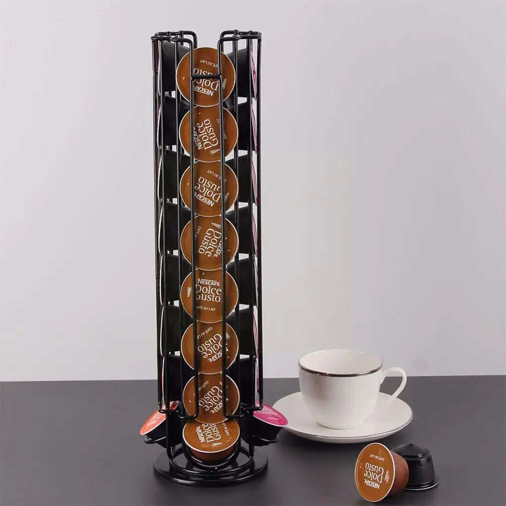 Вращающийся держатель для капсул кофе 24 чашки стойка Dolce Gusto стальная башня полки