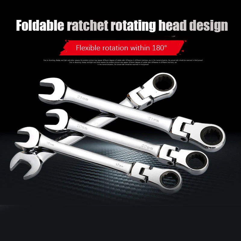 

6-24MM Flexible Head Combination Ratchet Wrench Dual-use Ratchet Wrench Tools Double-headed Repair Tool Gear 180° Straight Shank